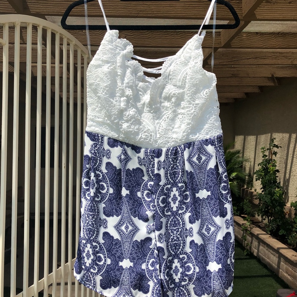 White/Blue Romper
